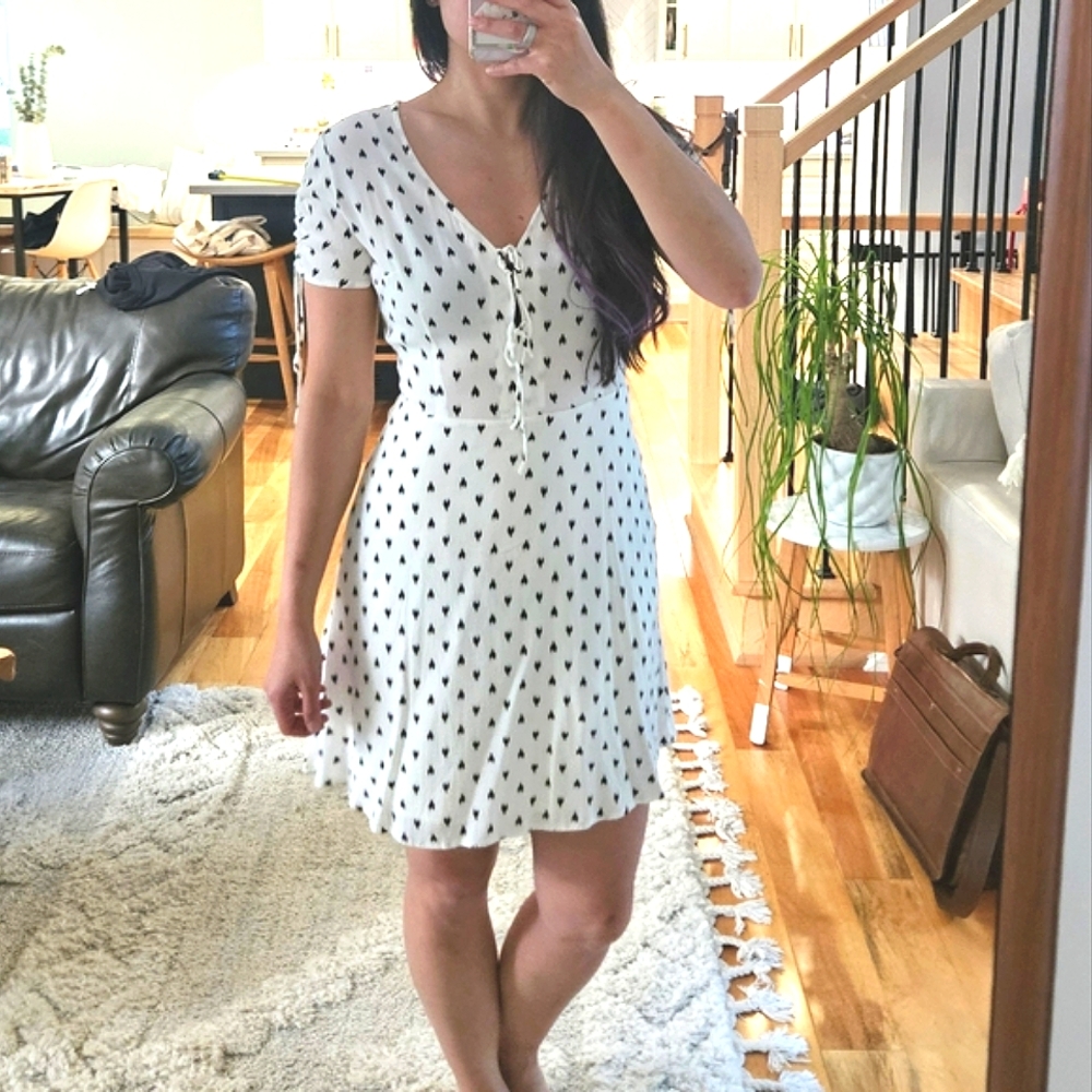 Dynamite Black and White Polka Dot Mini Dress, Si